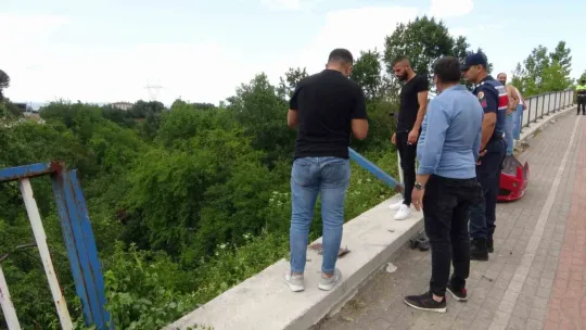 Otomobil istinat duvarından ağaçlık alana uçtu: 4 yaralı