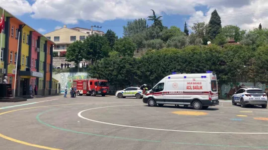 Otomobil okul bahçesine uçtu