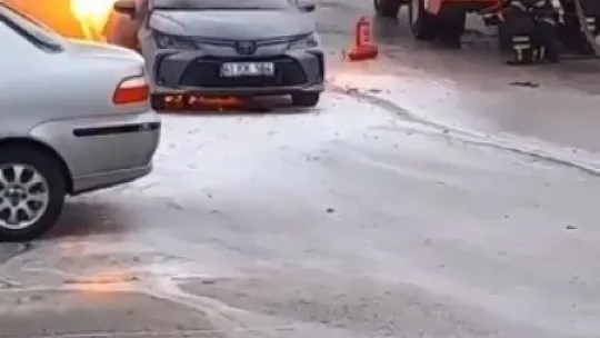 Park halindeki otomobil alev topuna döndü
