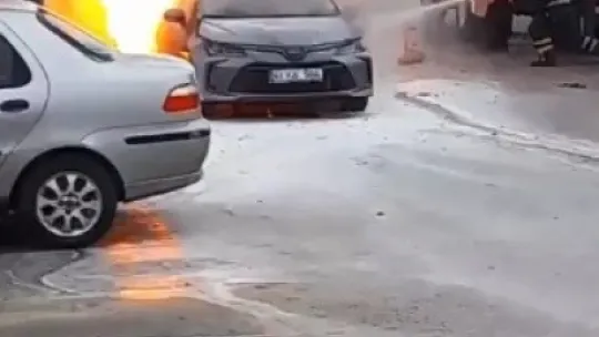 Park halindeki otomobil alev topuna döndü