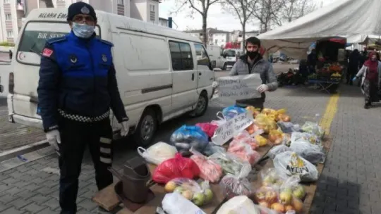 Pazarcılardan ihtiyaç sahiplerine ücretsiz sebze ve meyve