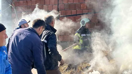 Samanlıkta yangın çıktı, mahalleli ve itfaiye seferber oldu