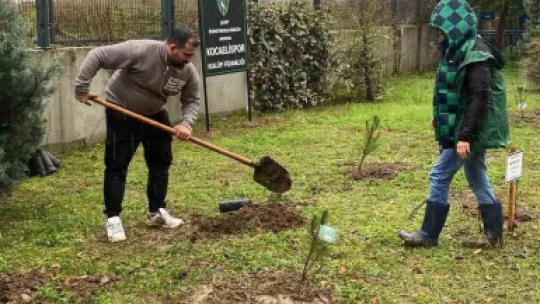Şehit öğretmenler için stadyum çevresine ağaç diktiler
