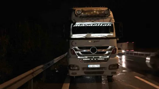 Seyir halindeki tırın lastikleri alev aldı