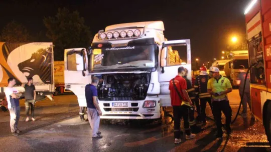 Seyir halindeki TIR'da yangın çıktı