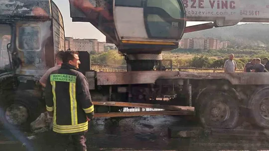 Seyir halindeki vinç alevlere teslim oldu