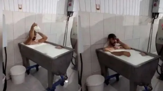 Süt kazanında banyo yaptı Türkiye'de kıyamet koptu!