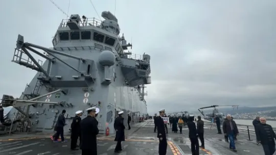 TCG Anadolu tüm heybetiyle havadan görüntülendi
