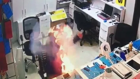 Telefon bataryası patladı, ölümden döndü!