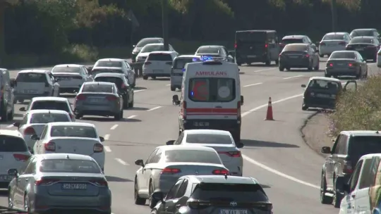 TEM'de bayram trafiği yoğunluğu havadan görüntülendi