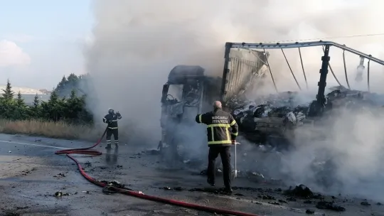 TEM'de tır alev alev yandı