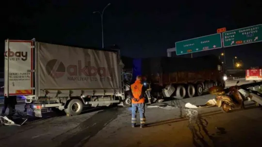 TEM'de un yüklü kamyona çarpan kamyonet bu hale geldi!