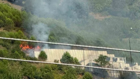Tünelin üstündeki ağaçlık alanda yangın çıktı