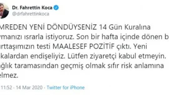 Türkiye'de vaka sayısı 6'ya çıktı!