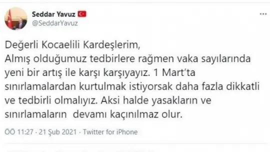 Vali sosyal medyadan vatandaşları uyardı