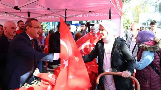 Vali Yavuz sokak sokak gezerek, Türk bayrağı dağıttı