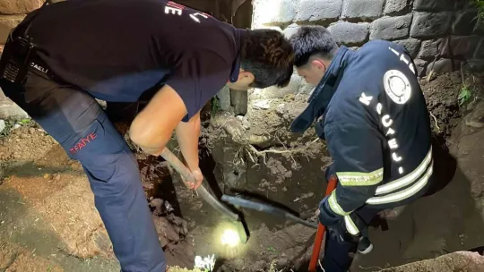 Yavru kedi gider borusunda sıkıştı!