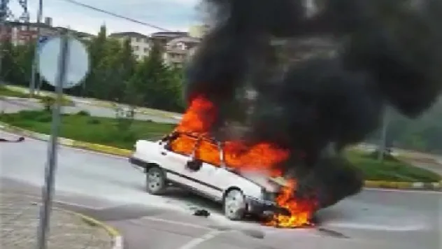Marmaris yangınına gitmişti, kendi aracı yandı
