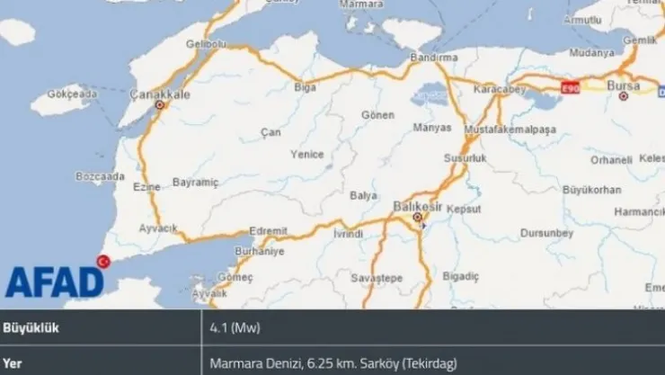 Marmara Denizi'nde deprem!