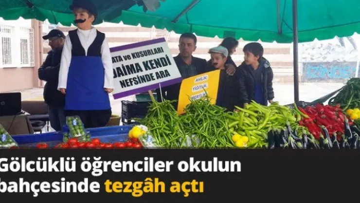 Gölcüklü öğrenciler okulun bahçesinde tezgâh açtı