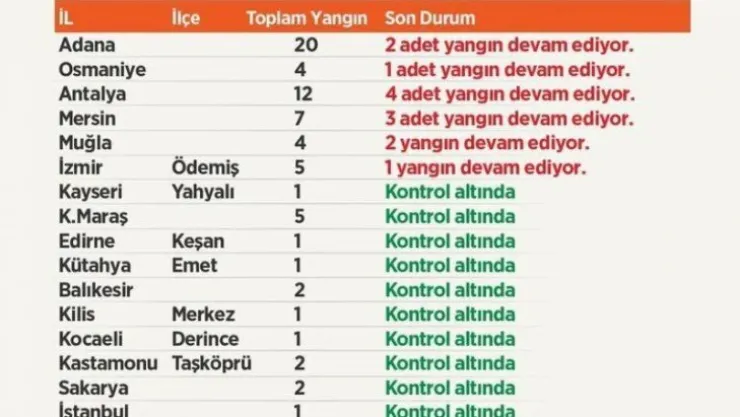 İşte il il Türkiye'deki orman yangınlarında son durum! 