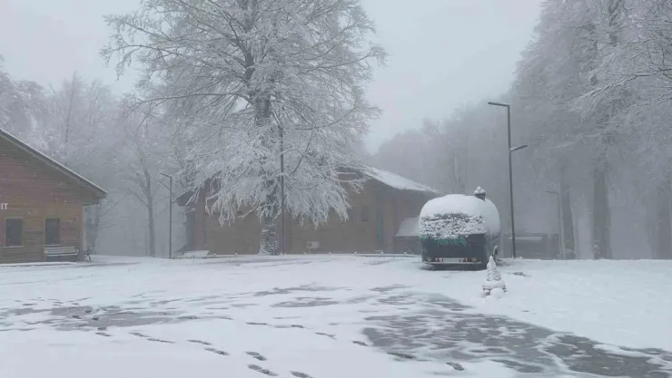 Kartepe'ye lapa lapa kar yağdı
