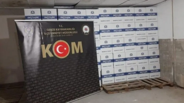 Kocaeli'de milyonlarca bandrolsüz makaron ele geçirildi