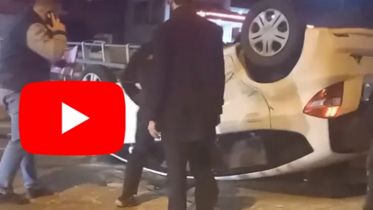 Kontrolden çıkan otomobil takla attı