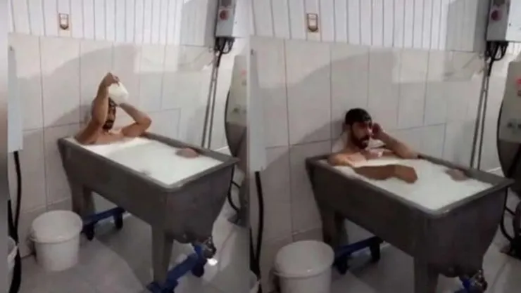 Süt kazanında banyo yaptı Türkiye'de kıyamet koptu!