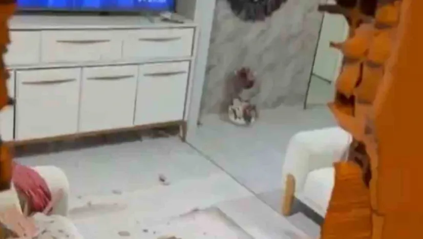 Evinde otururken kamyonetin çarptığı duvarın altında kalarak yaralandı