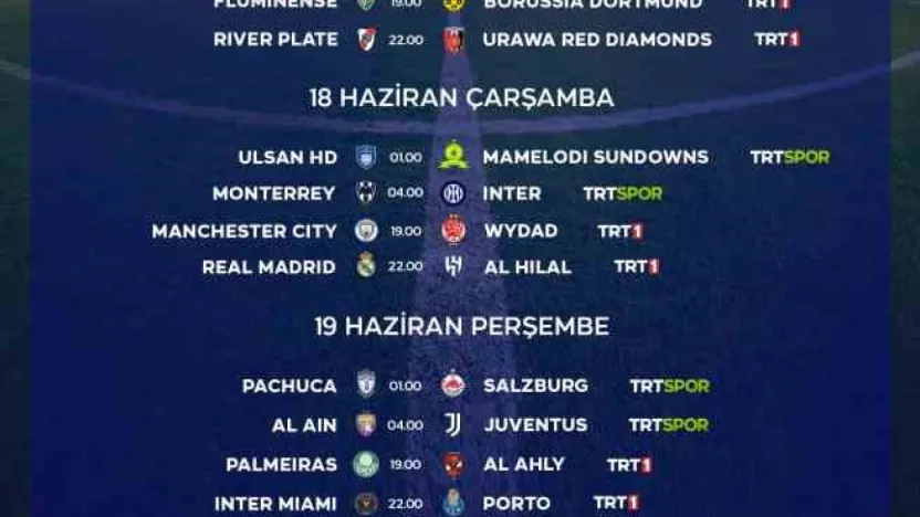 FIFA Kulüpler Dünya Kupası maçları TRT'de! İşte maç programı!